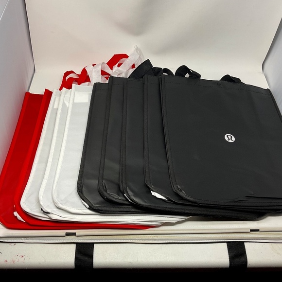 NEW 10 lululemon athletica Red Large Black White Shopping Grocery Reusable Bags - Picture 1 of 13